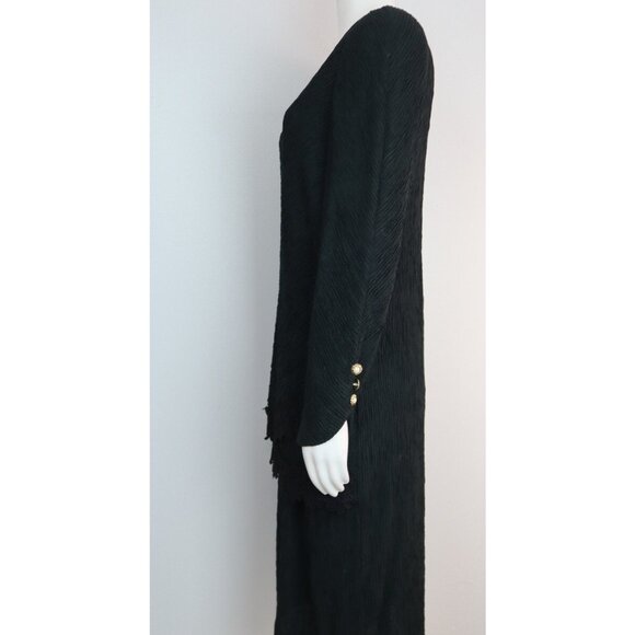 Robert Too Vintage 80s Women's Dress Size 10 Black Textured Long Sleeve - Picture 7 of 11